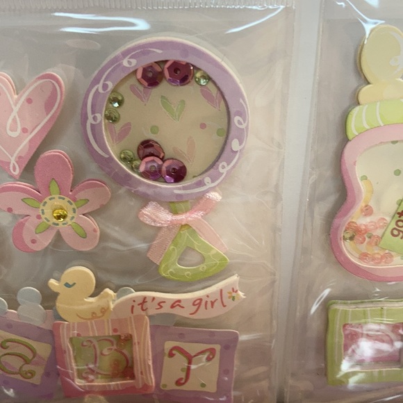Mark Richards Scrapbook Stickers Card Making Baby Girl Rattle Bottle Paper Craft - Picture 6 of 13